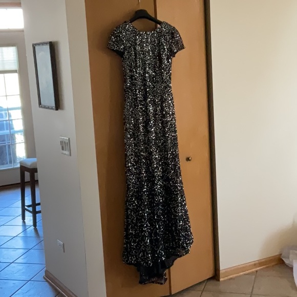 Adrianna Papel cap sleeve sequin dress in pewter - Picture 7 of 12